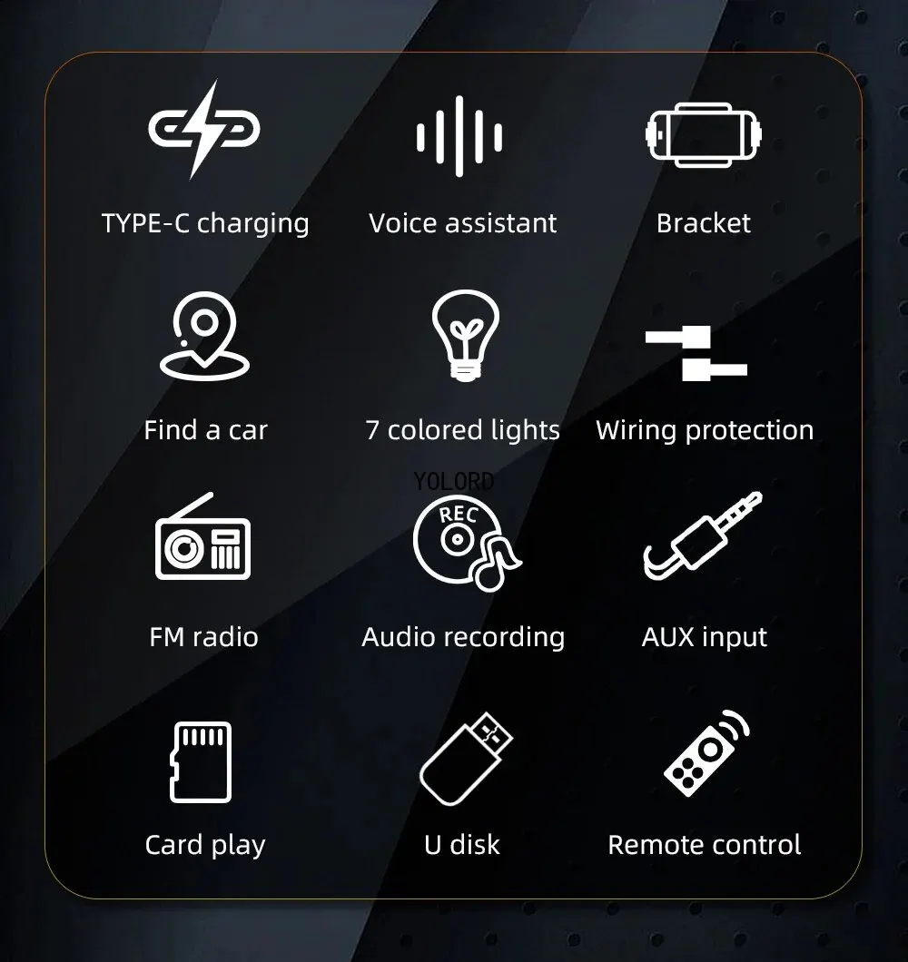 1Din Автомобильный радиоплеер MP3 Bluetooth USB TypeC TF AUX Автомобильная подставка для
