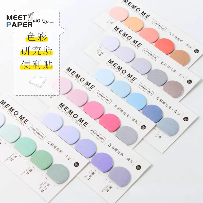 

150pcs Morandi Memo Pad Ledger Index Tab Semicircle Sticky Note for Page Marker Planner Self-stick Note Office School Stationery