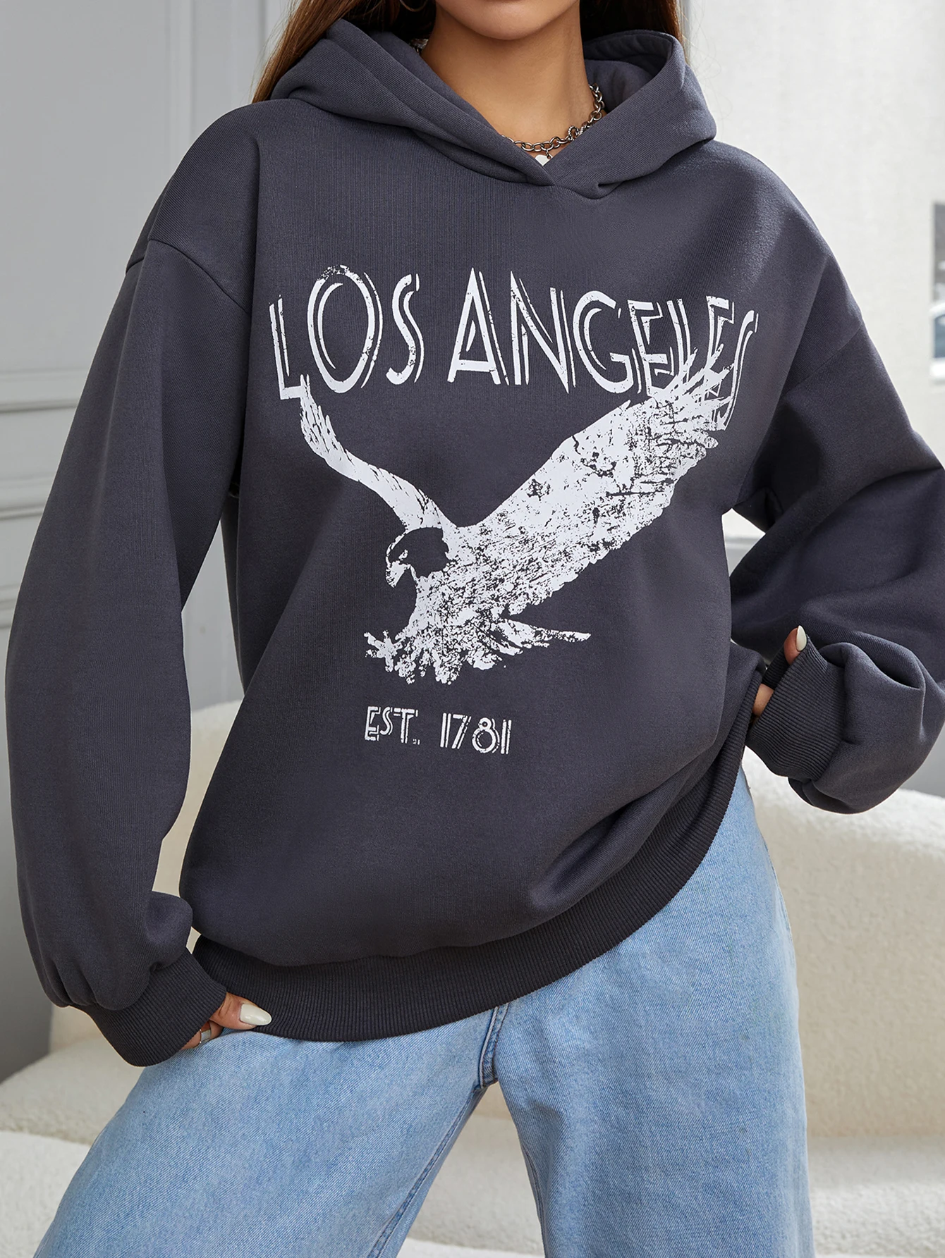 Женская повседневная толстовка с капюшоном на весну/осень повседневный стиль