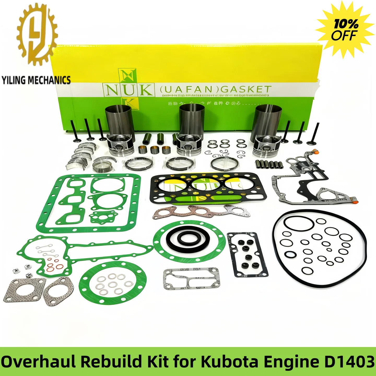 Фото Комплект для ремонта двигателя Kubota D1403, экскаватора KX91-3 U35, трактора L2500 L2550F L2600 L2650F L2800F L2900F L2950F L3000 №1