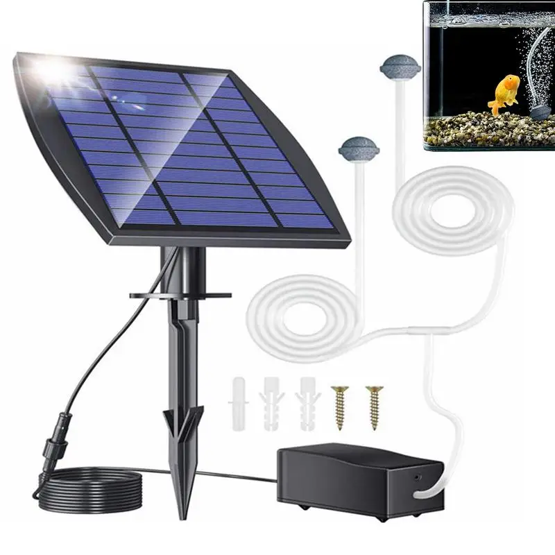 

Aquarium Pump 2.5W Fish Tank Aerator Whisper Air Pump Ensures Even Air Distribution Solar Powered Multiple Modes Can Work 48