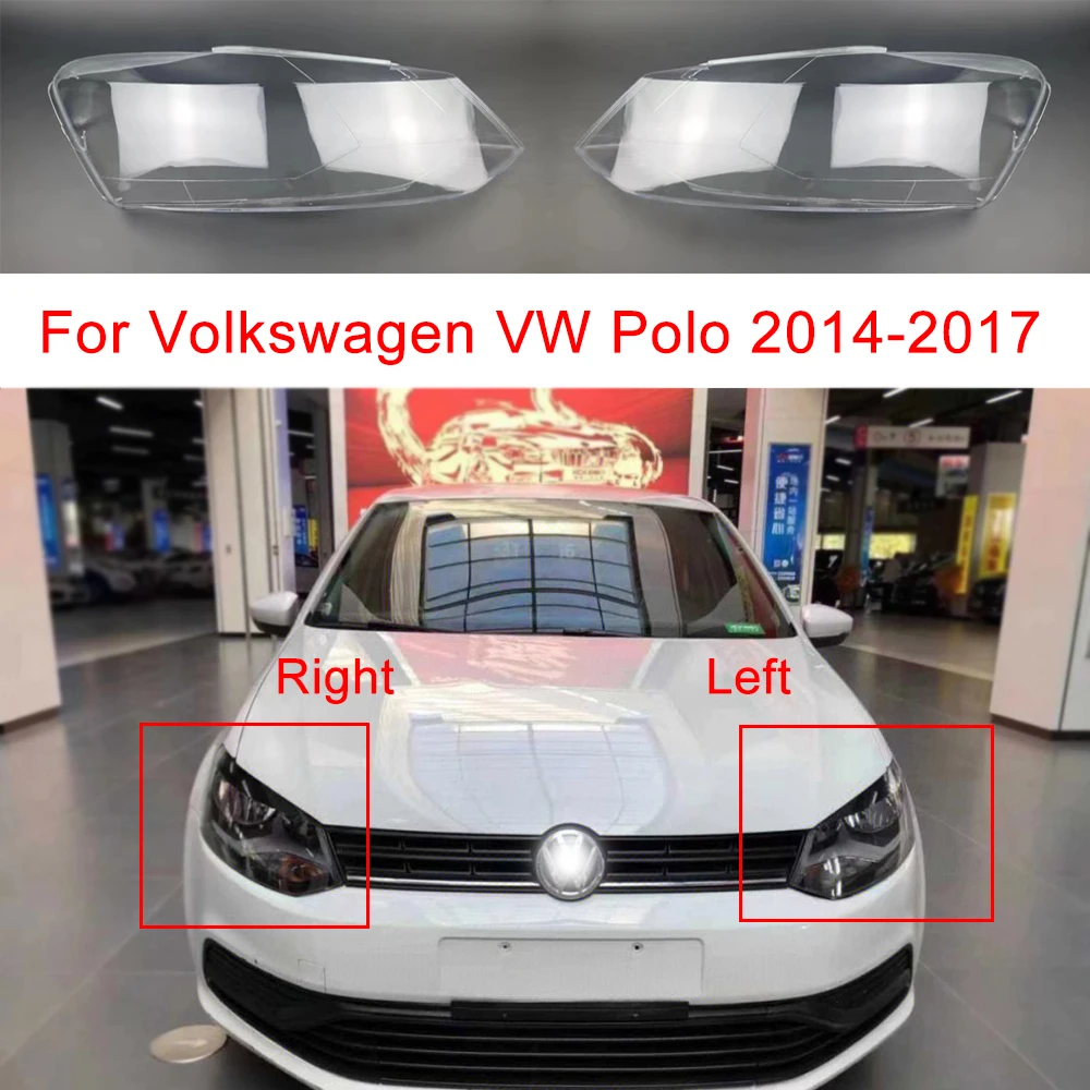 

Чехол для передней фары автомобиля Volkswagen VW Polo 2014-2017, прозрачный стеклянный абажур для передней фары, замена крышки объектива 1