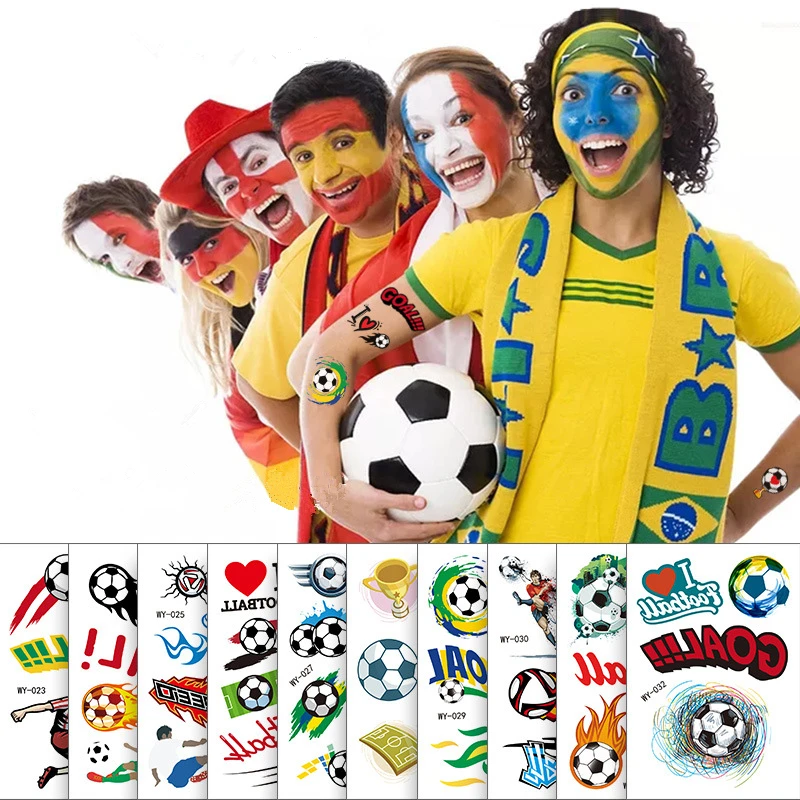 

5pcs Cute Sports Football Tattoo Stickers Worldcup Tattoo Temporary Tatto Sticker For Man Women Water Transfer Fake False Tattos