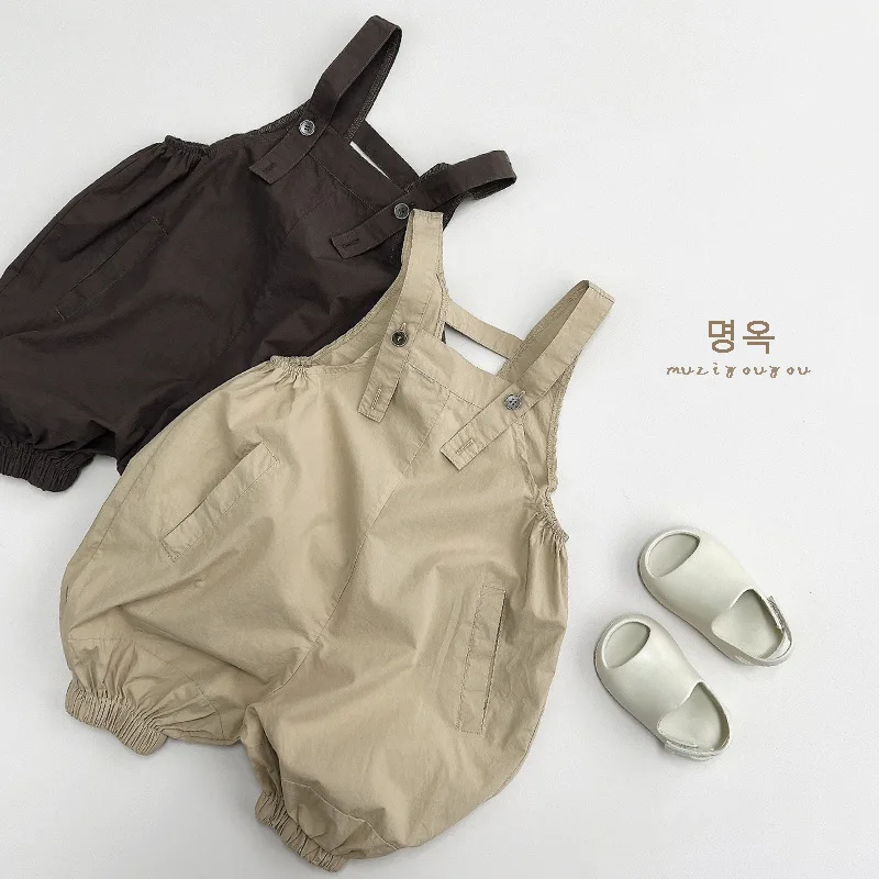 

Summer Baby Boys Girls Shorts Solid Color Cotton Jumpsuit Overalls 1-6Yrs Children Trousers Kids Fashion Casual Shorts