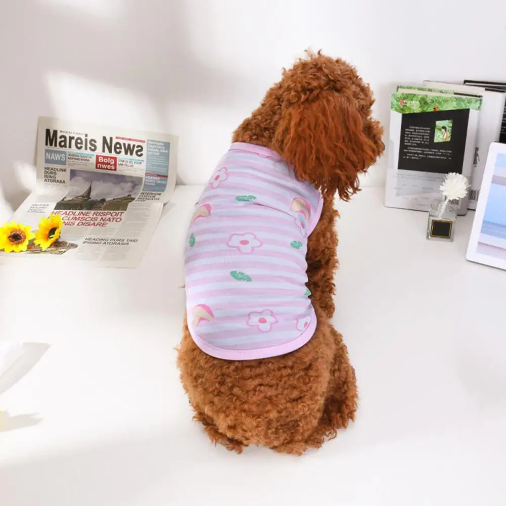 

Dog Vest Round Neck Vest Floral Printing Vest Dog Sweatshirt Medium Cat Dog Poodle Pug Dress Vest Shirt