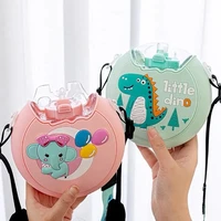 cute cartoon dinosaur elephant donuts water bottle for kids creative silicone portable children cup with straw student gift