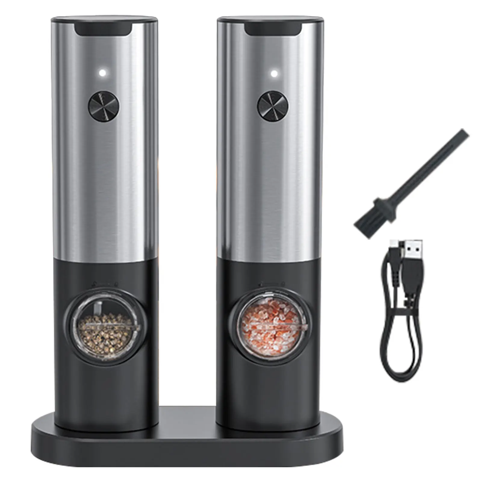 

Многоразовая мельница для кухни, Электрический шейкер из нержавеющей стали светодиодный светодиодсветильник для приготовления соли и пер...