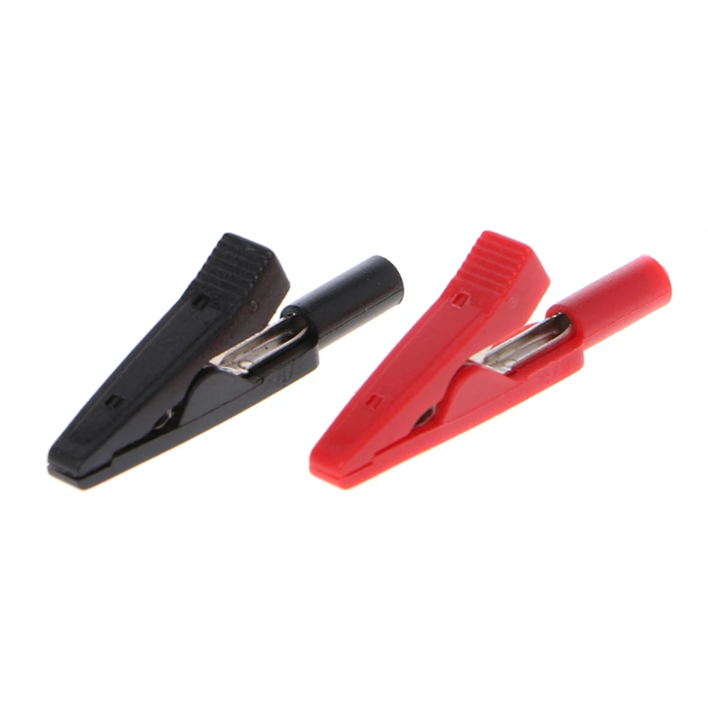 

2Pcs Insulated Alligator Clip Kit 2mm Banana Female Adapter Meter Test Black+Red Clips 10A/30V AC-60V DC Electrical Project Tool