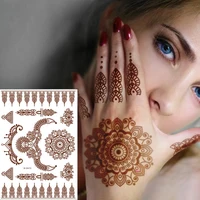 Henna Tattoo Brown Mehndi Stickers for Hand Temporary Tattoos Body Art Tatoo Waterproof for Women Fake Tatoo Hena Design 1