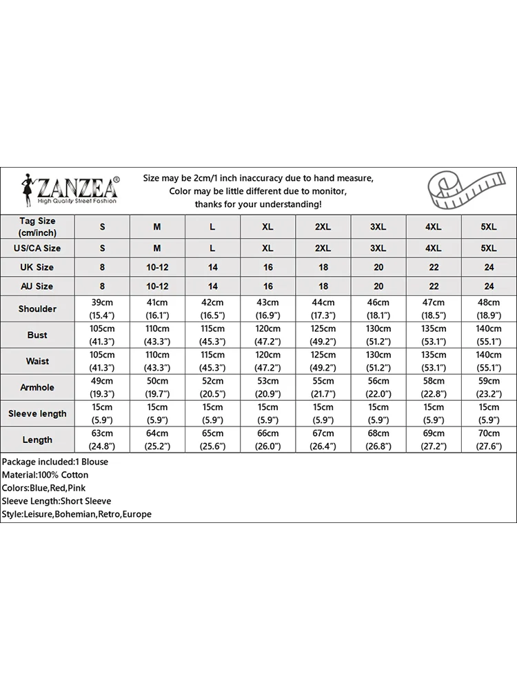 Блузка ZANZEA Женская свободного покроя с оборками Повседневная Уличная одежда