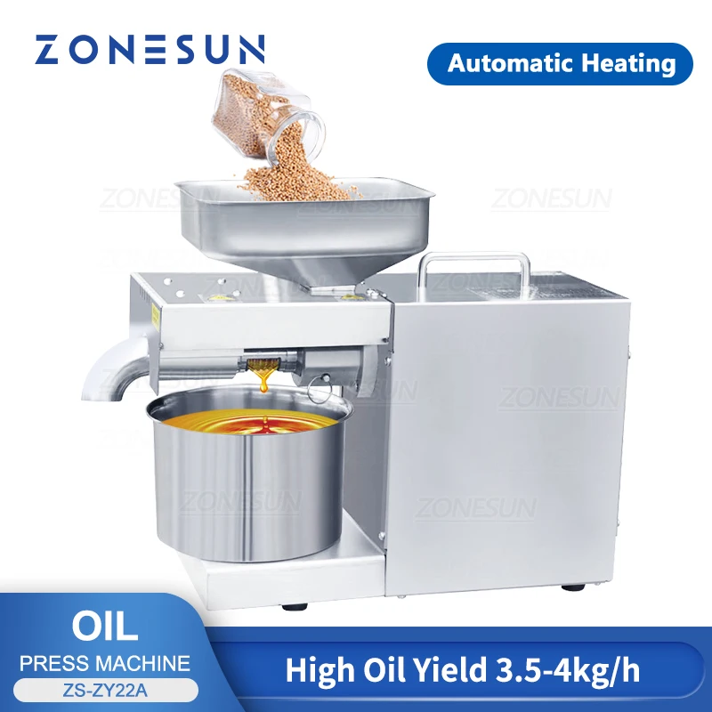 ZONESUN ZS-ZY22A Automatic Oil Press Machine Peanut Olive Sesame Corn Almond Seeds Extractor Appliance Kitchen Household Tool