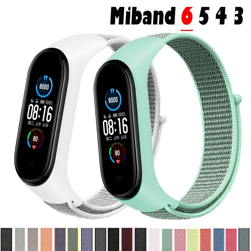Браслет для mi band 5 6 Ремешок Нейлоновый спортивный ремешок часов Ремень pulsera correa