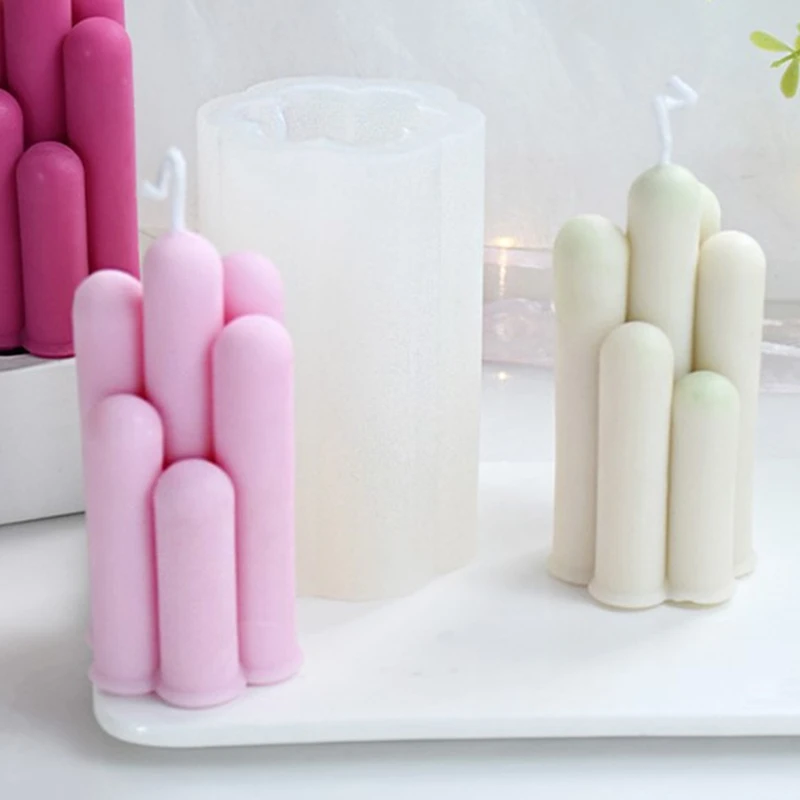 

3D Pillar Candle Mold for Making Candle Soap Chocolate Plaster Room Ornament Crafts Epoxy Resin Casting Silicone Molds