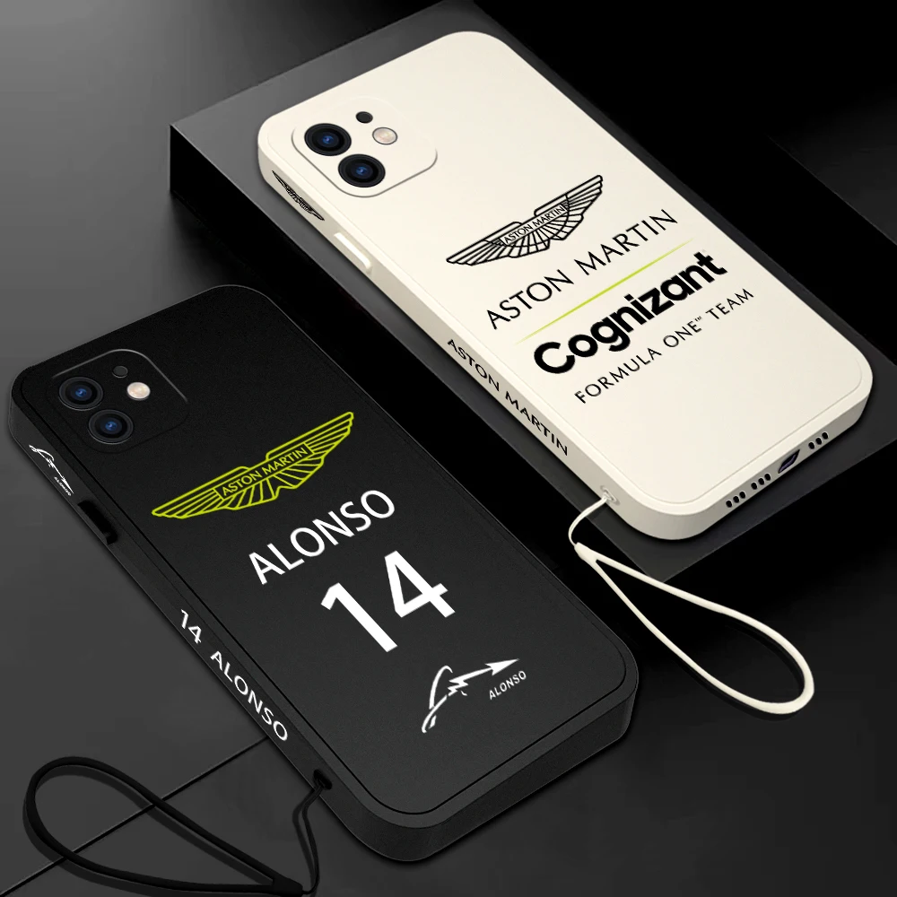 

Alonso 14 Aston Martin F1 Race Team Phone Case For Xiaomi Redmi Note 12 11 11T 10 9 Pro Plus 10C K50 K60 4G 5G With Hand Strap