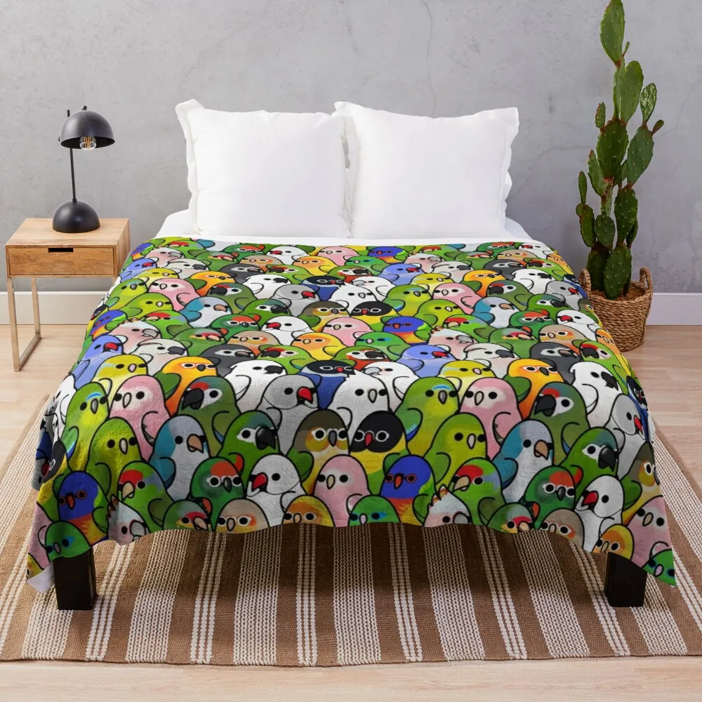 

Too Many Birds! Bird Squad 2 Throw Blanket softest blanket blankets for sofas large fluffy plaid