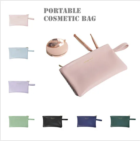 

2022 24*17.8*10.5cm Portable Cosmetic Bag Soft Leather Mini Carry-on Storage Bag Lipstick Bag Small Mobile Phone Coin Purse