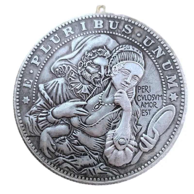 

Mechanism Movable Challenge Coin Hobo Nickel Morgan Dollar Amazing Art Mask Girl Collectible Creative Gift