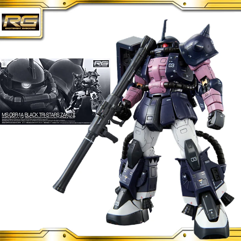 

Original Bandai Gundam RG PB 1/144 MS-06 R-1A Black TRI-STARS ZAKU II Gundam ​Anime Action Figures Assemble Model Toys