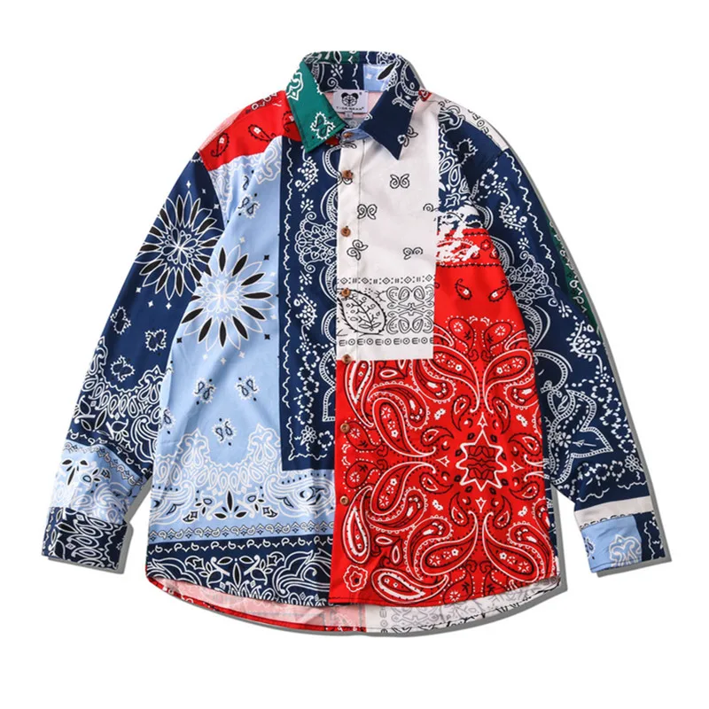 

Мужская Повседневная рубашка с длинным рукавом, в стиле оверсайз