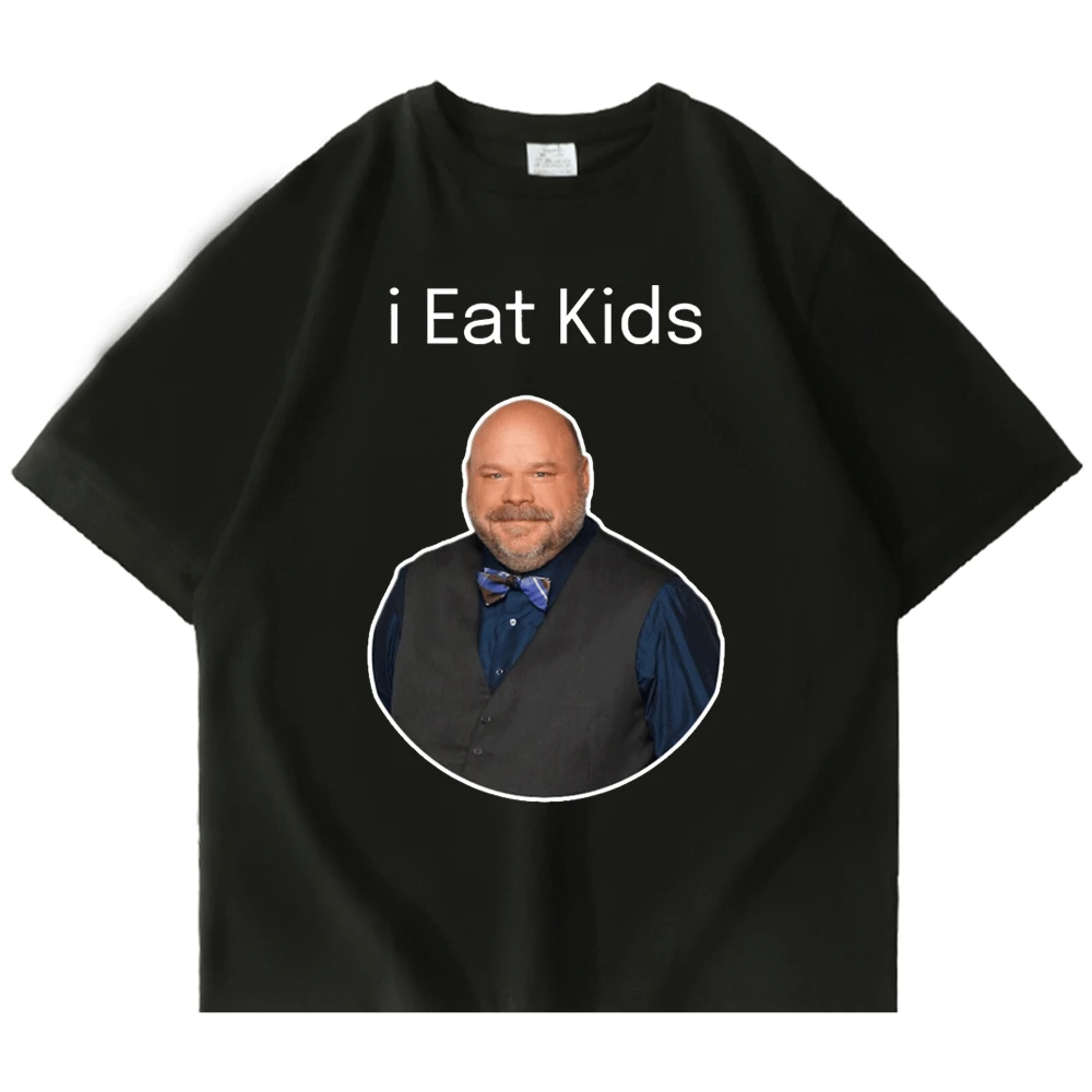 

Bertram Eats Kids Funny Brand Men Women T-shirt I Eat Kids T Shirt Pure Cotton Tops Short Sleeve Tees Black Casual Loose Tshirt