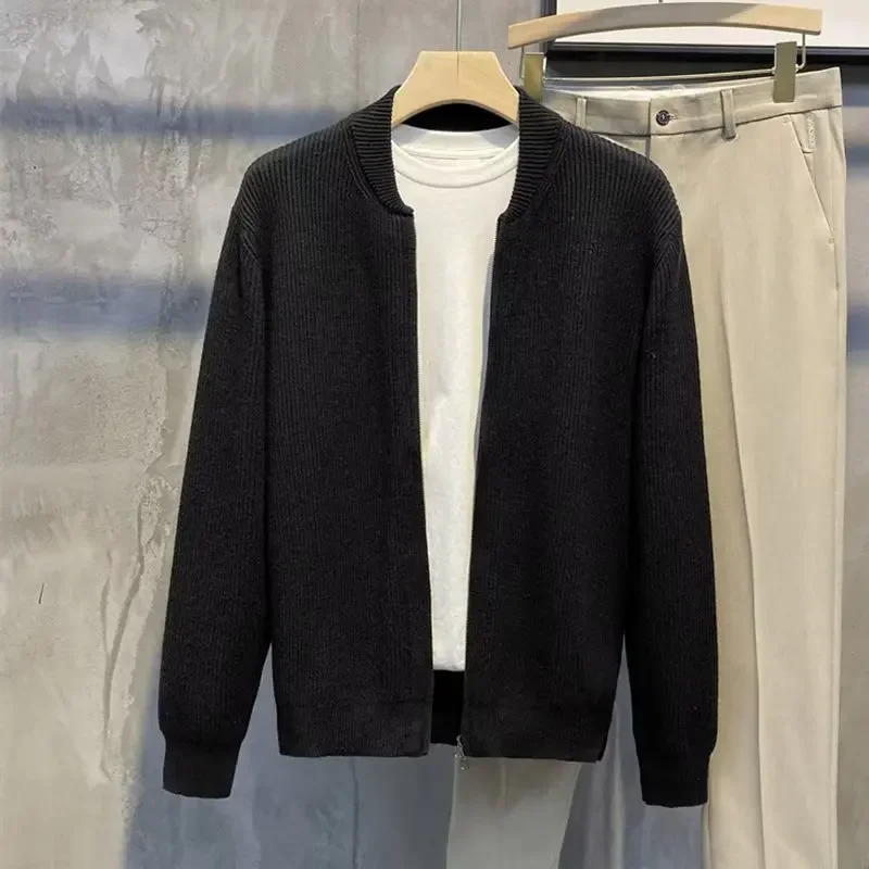Мужской свитер-кардиган с двойной молнией осень-зима 2023 простой универсальный