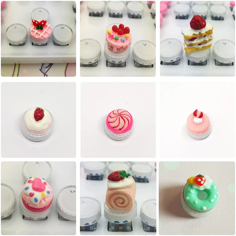 

DIY PBT Cute Pink Cake Theme Keycap ESC Cross Axis Game Mechanical Keyboard Keycap Christmas Gift Computer Button