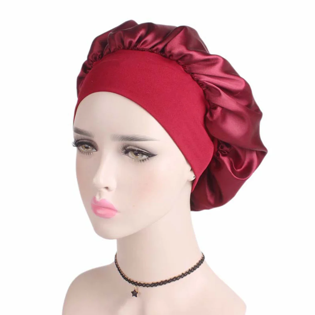

Capsatin Bonnet Head Cover Sleeping Night Headwear Wrap Hair Hat Girl Slap Slouchy Silk Elastic Nightcap Chemo Loss Turban Salon