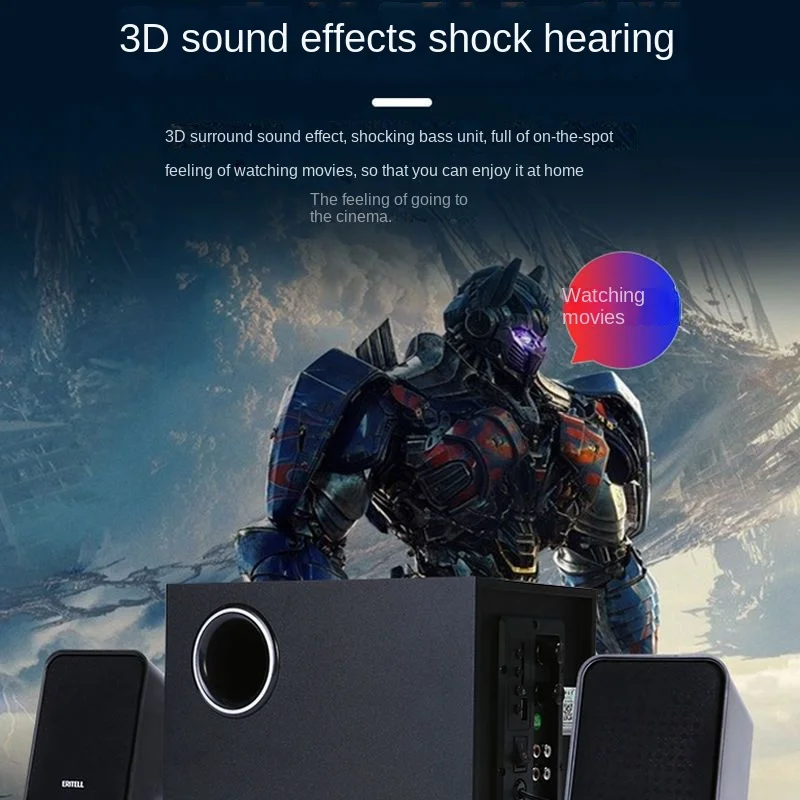 Stereo Speaker Subwoofer Computer with 3.5mm Audio Plug and USB Power for Desktop PC Laptop enlarge