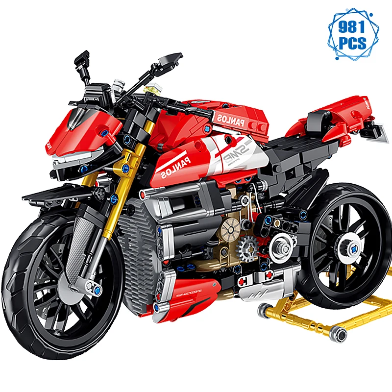 

Building Blocks Technical Famous Motorbikes V4SP Motorcycle Model Locomotive Bricks Assembly MOC Toys for Boys