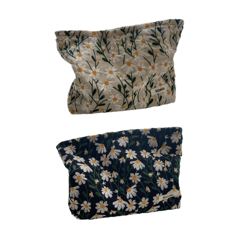 

Portable Large Capacity Travel Makeup Bag Flower Print Cosmetic Bags for Women