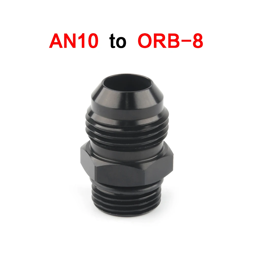 

ORB-8 O-ring Boss AN8 8AN to AN10 10AN Male Adapter Fitting Black 6061-T6 aluminum Specification : AN10 to ORB8