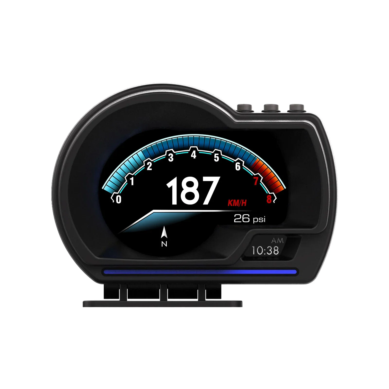 Фото Автомобильный проекционный дисплей (HUD) OBD2+GPS: Умный автомобильный HUD-дисплей, цифровой одометр, сигнализация безопасности, сигнализация о температуре воды №1