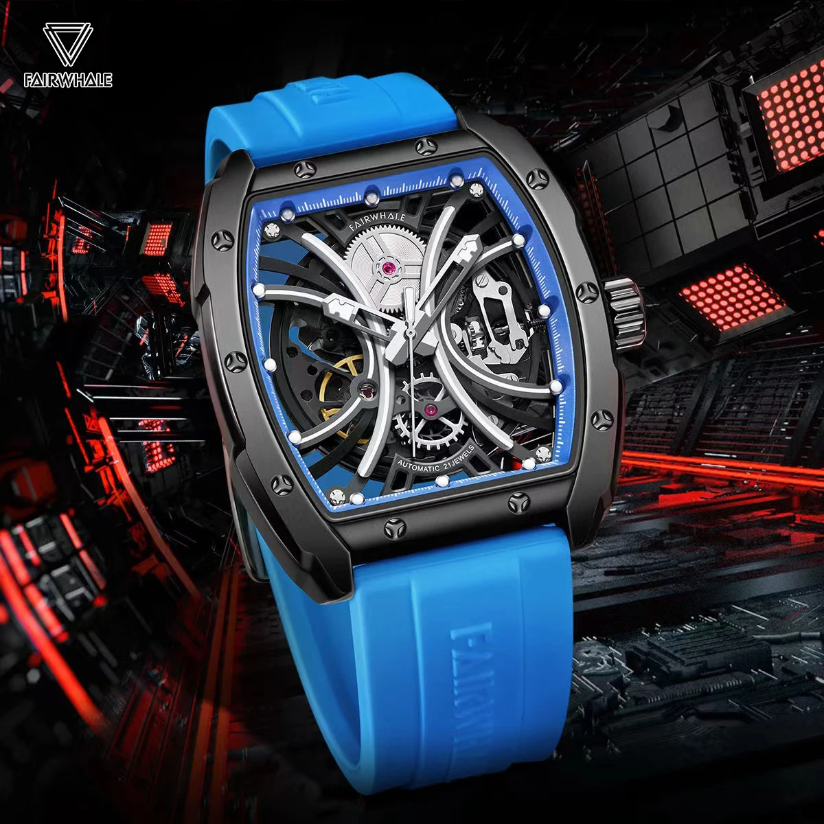 Luxury Fashion Automatic Watches Mens Famous Brands Mark Fairwhale Sport Luminous Waterproof Mille Tonneau Mechanical Wristwatch