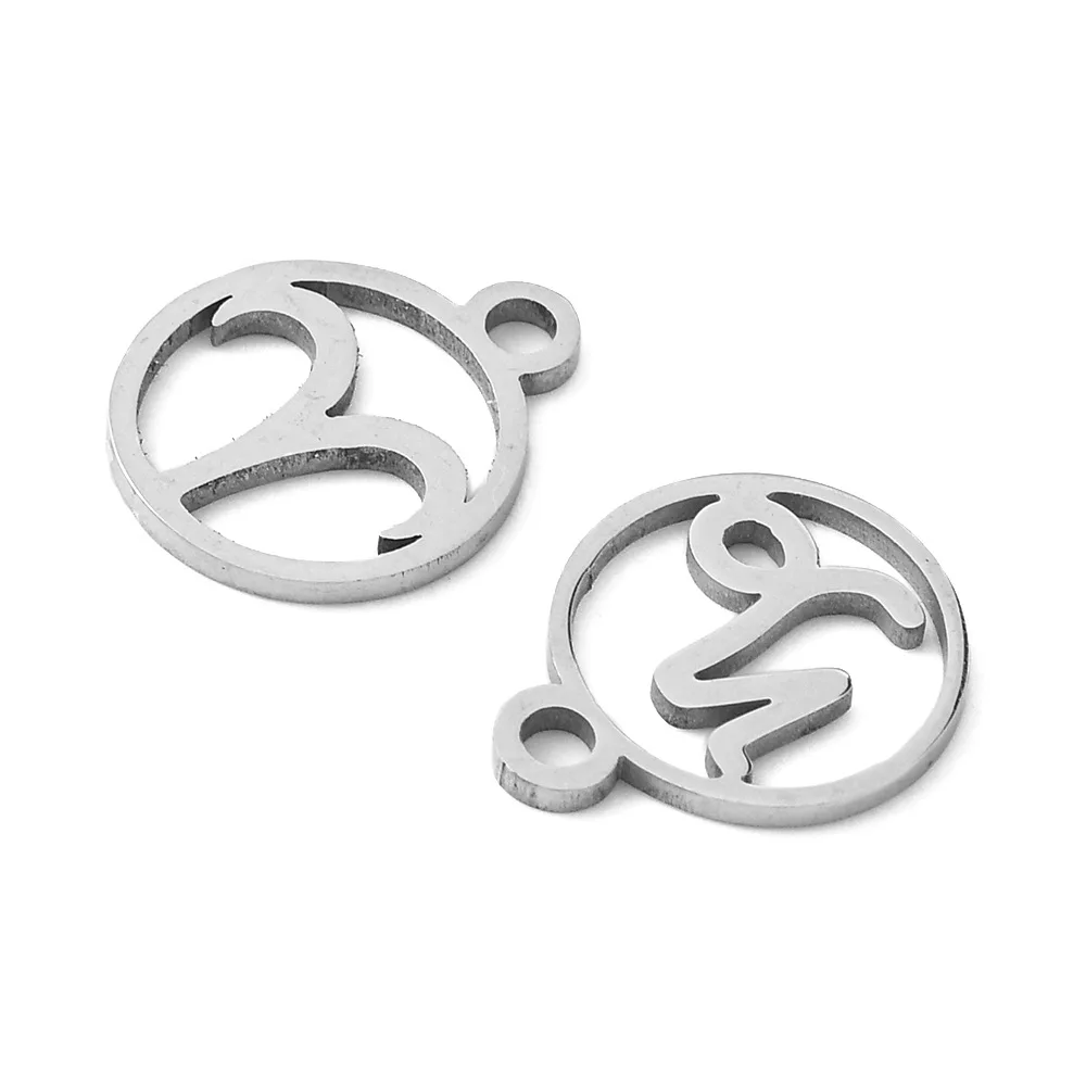 Stainless Steel 12 Zodiac Signs Small Charm a Package Round For Necklaces Bracelets DIY Handmade Accessories  Pendant