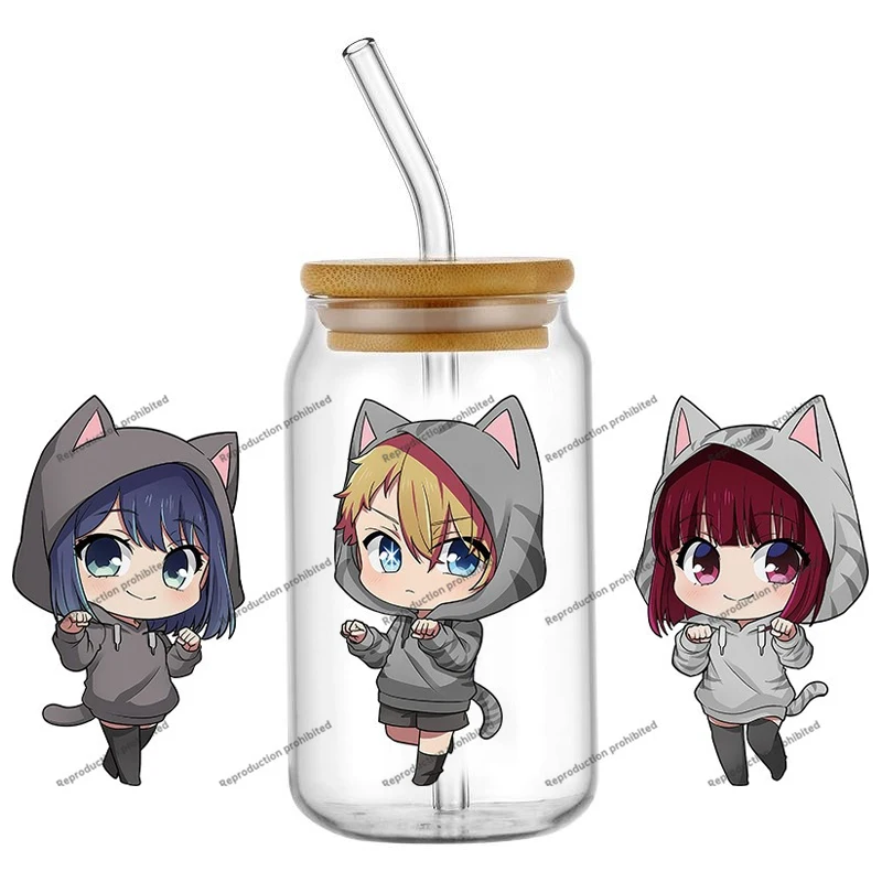 Фото Новый дизайн 3D-наклейки Kawaii Nekopara UV DTF для стаканов Libbey 16 унций, моющаяся DIY-наклейка для кружек, моющаяся переводная наклейка №1