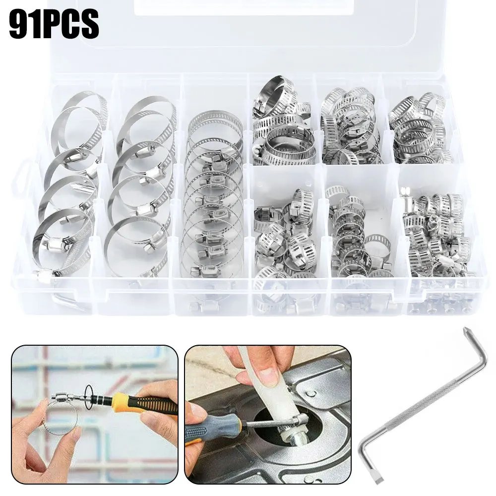 

Зажимы для шлангов регулируемые, 8-44 мм, 92 шт.