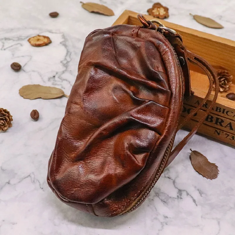 Vintage Genuine Leather Small Clutch Bag for Men Women Cosmetic Handbag Coin Purse Retro Soft Leather Lady Clutch Zipper Wallet