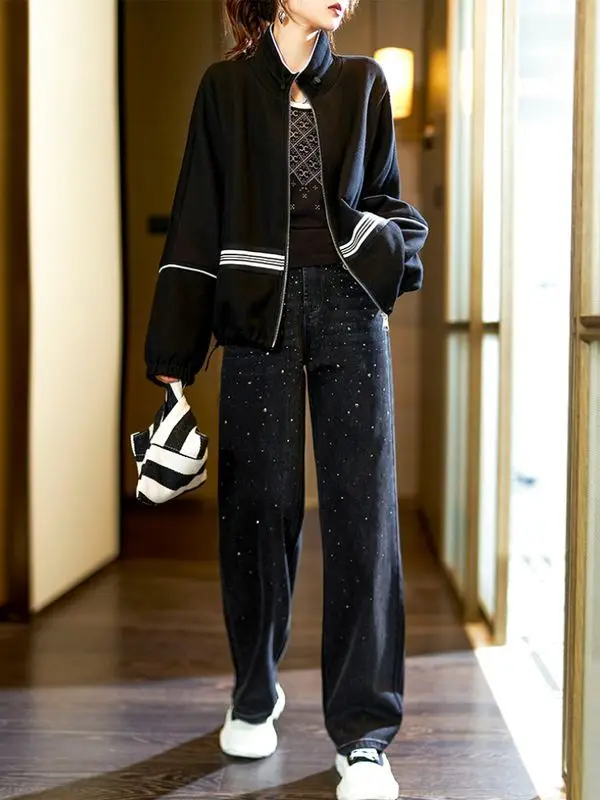 Модная женская куртка с цветными блоками весенние и осенние топы новинка 2024