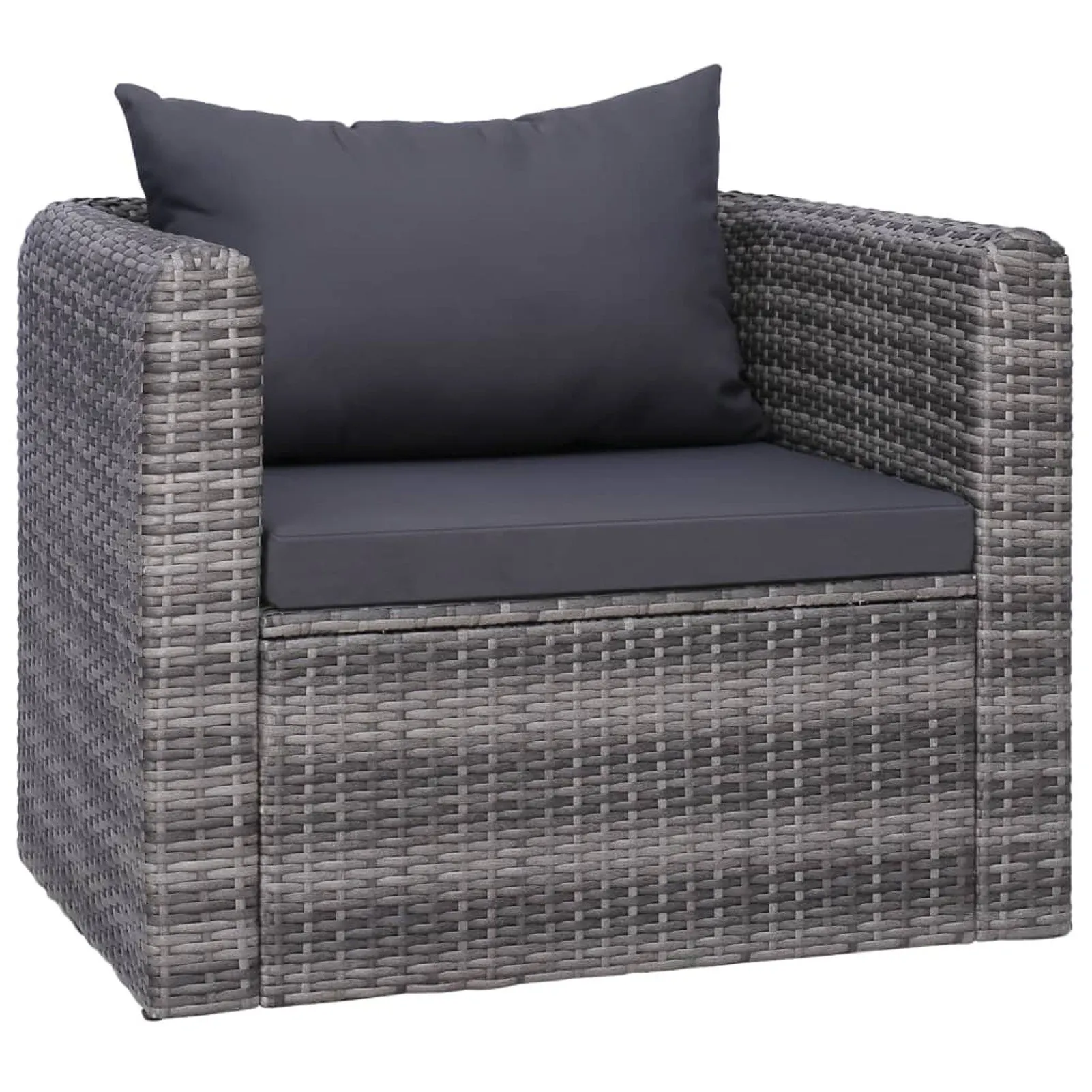 

Garden Chair with Cushion and Pillow Poly Rattan Gray
