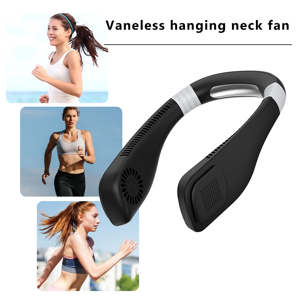 

Portable Mini Fan Neckband Bladeless Lazy Neck Hanging Fan Outdoor Sports Travel Cooler Cooling Wearable Type C Rechargeable