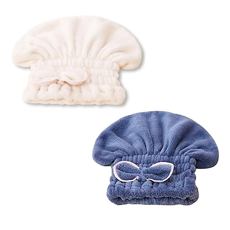 

2 Pcs Adjustable Microfiber Cute Hair Drying Cap, Microfiber Quick Drying Hair Towels, Bath Dryer Caps