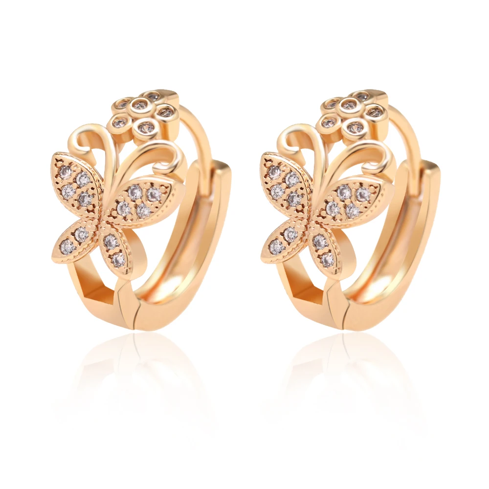 

AAA Zirconia 18k Butterfly Gold Circle Earrings Plated Women Luxury for Classic High Quality Jewelry