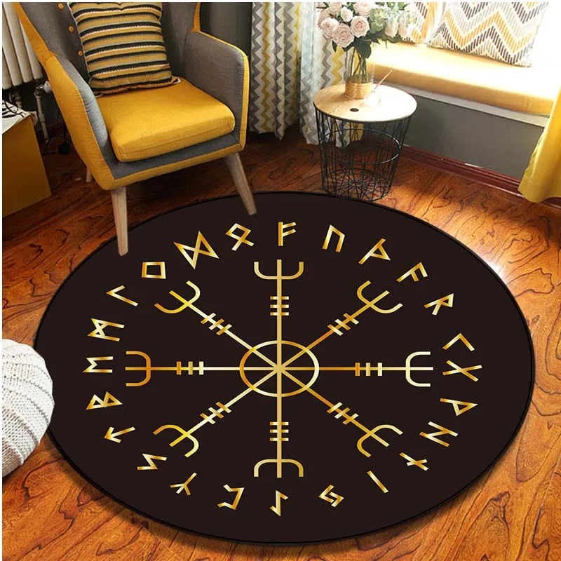 The Vikings Pattern Area Rug Round Floor Mat Living Room Carpet Bathroom Kitchen Rug Doormat Art Printed Yoga Mat Fans Gift