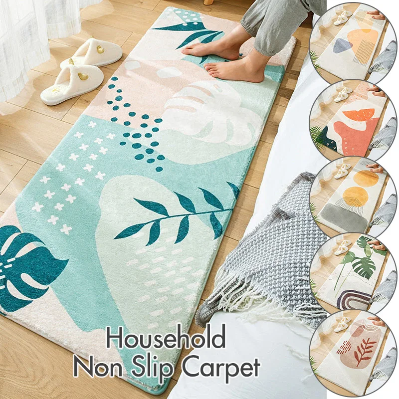 

Soft Imitation Cashmere Carpet Bedroom Bedside Rug Bathroom Absorbent Non-Slip Mat Print Floor Mat Living Room Doormat Area Rug