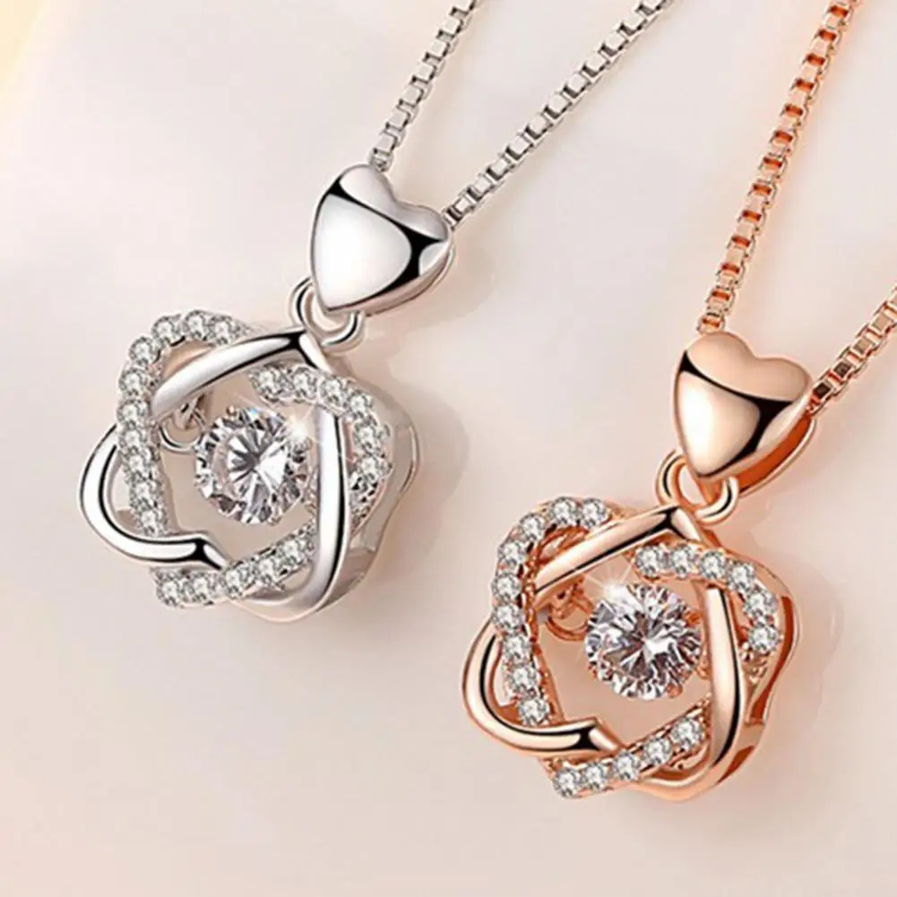 

Stylish Pendant Rose Gold Clavicle Chain Love Shape Dancing Heart Necklace Fine Workmanship
