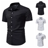 shirt for men short sleeve 2022 new arrival summer male top slim european size hot sale fashion black white s136