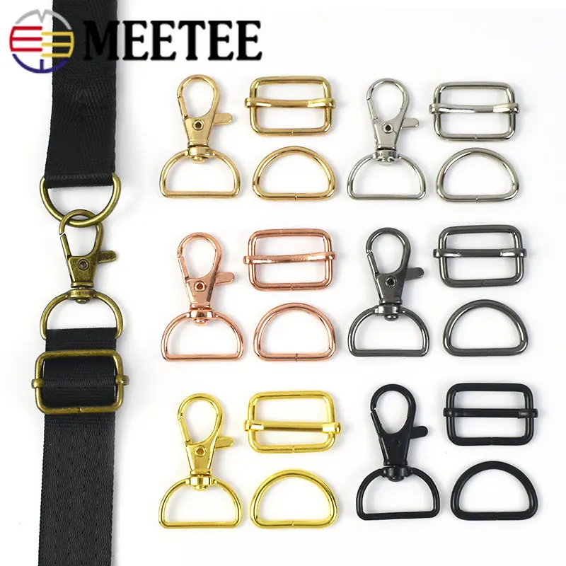 

1Set(60Pcs) Metal Lobster Buckles Swivel Snap Clasp D Ring Tri Glide Slider Bag Belt Webbing Strap Keychain Hook DIY Accessories