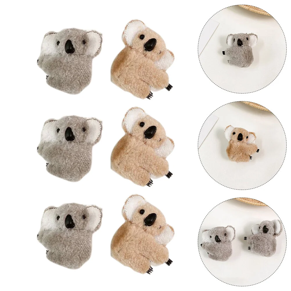 

6 Pcs Koala Side Clip Decorative Hair Barrettes Cartoon Stuffed Animal Bangs Hairpins Clips Adorable Baby Girl
