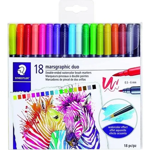 Staedtler Marsgraphic Duo Brush Pen Color Double-Sided Brush Tip Marker Seti 18/36 PCs watercolor Brush