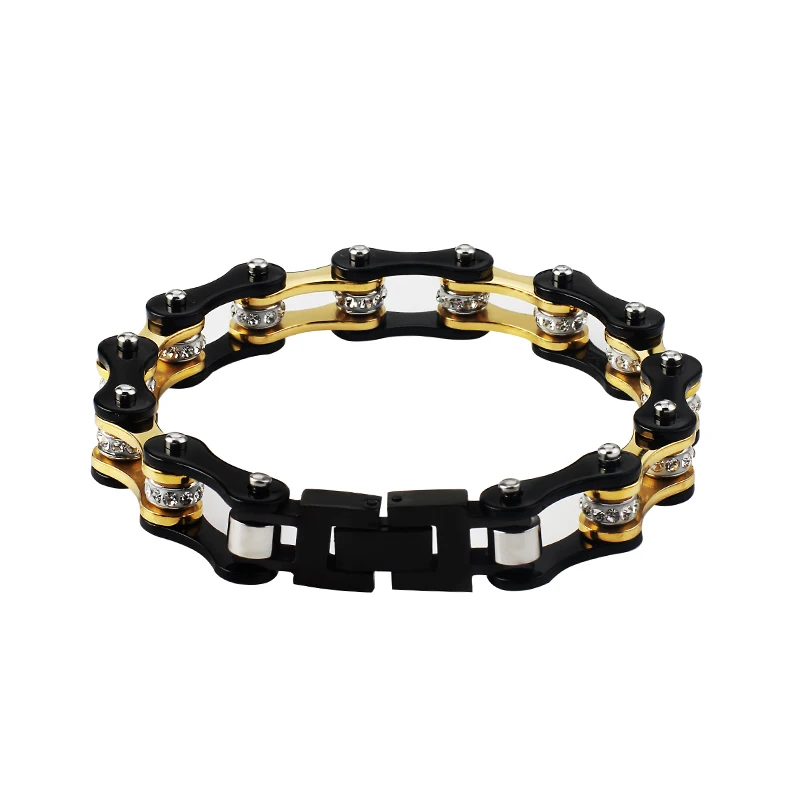 

Punk Men's Bicycle Bracelet 316L Stainless Steel Gold Black Motorcycle Bike Chain Bangle Fashion Jewelry Accessories Gifts
